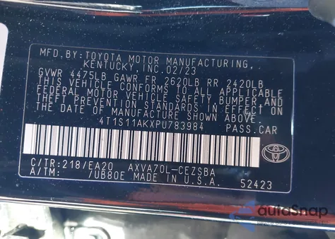2023 Toyota Camry Se from USA, damaged, VIN 4T1S11AKXPU783984
